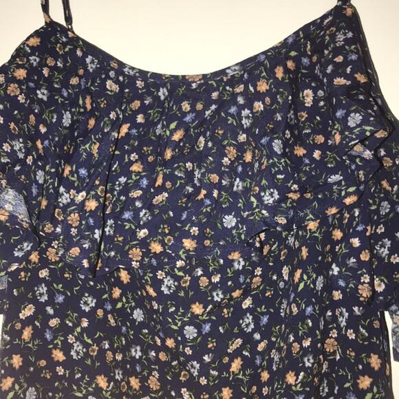 Forever 21 Boho Casual Dress Mini Sleeveless Frills Ruffles Floral Size Medium - Picture 9 of 9